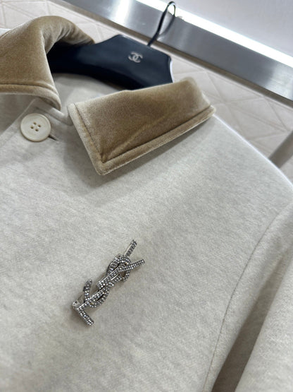 Collar waistband mid length jacket