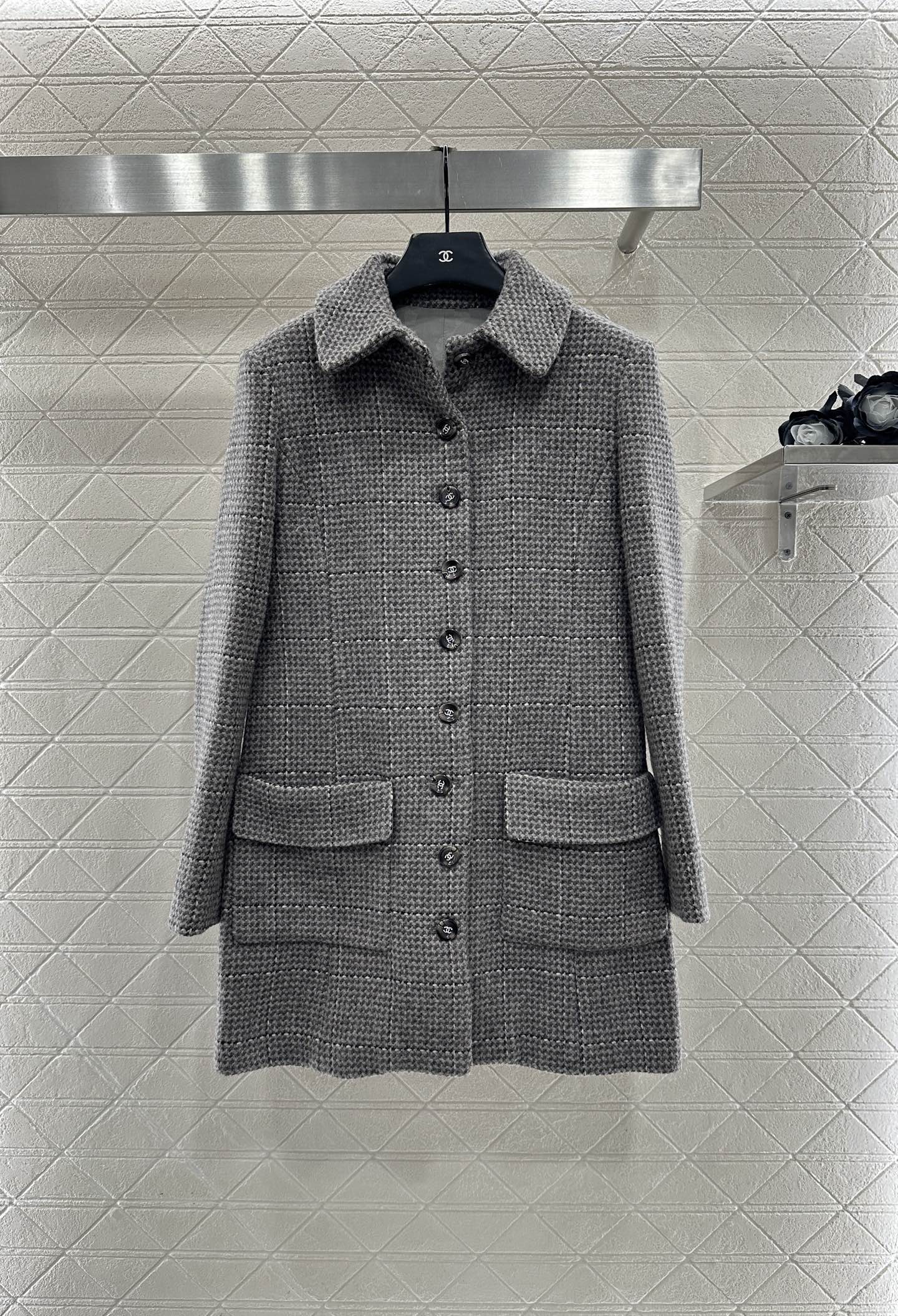 Plaid coarse woolen coat