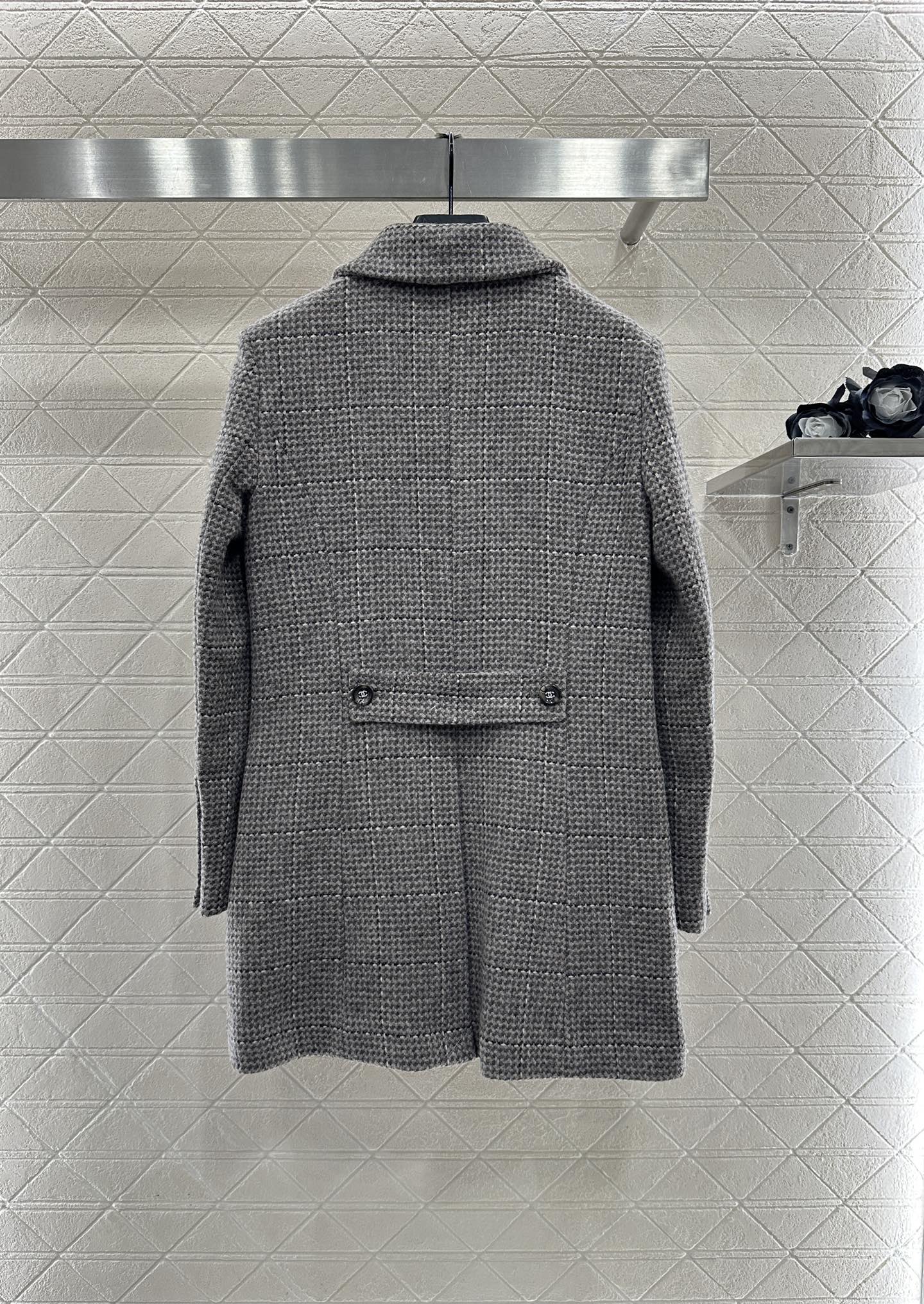 Plaid coarse woolen coat