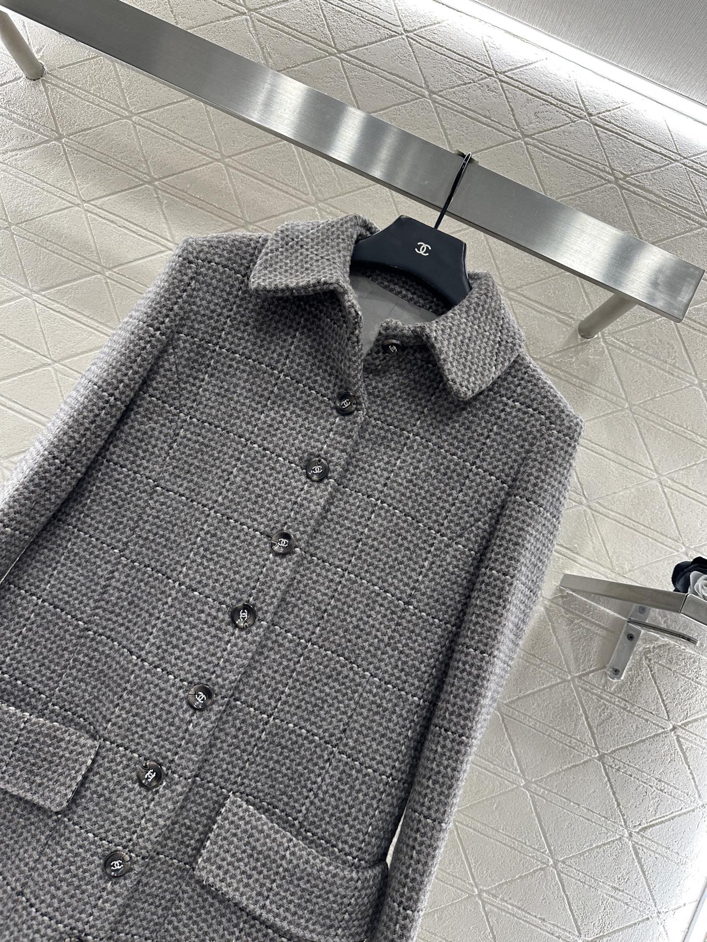 Plaid coarse woolen coat