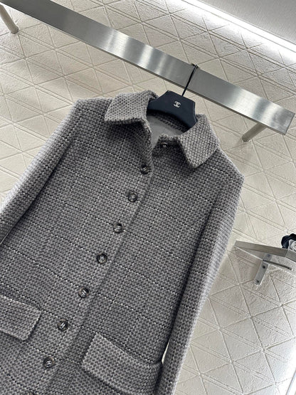 Plaid coarse woolen coat