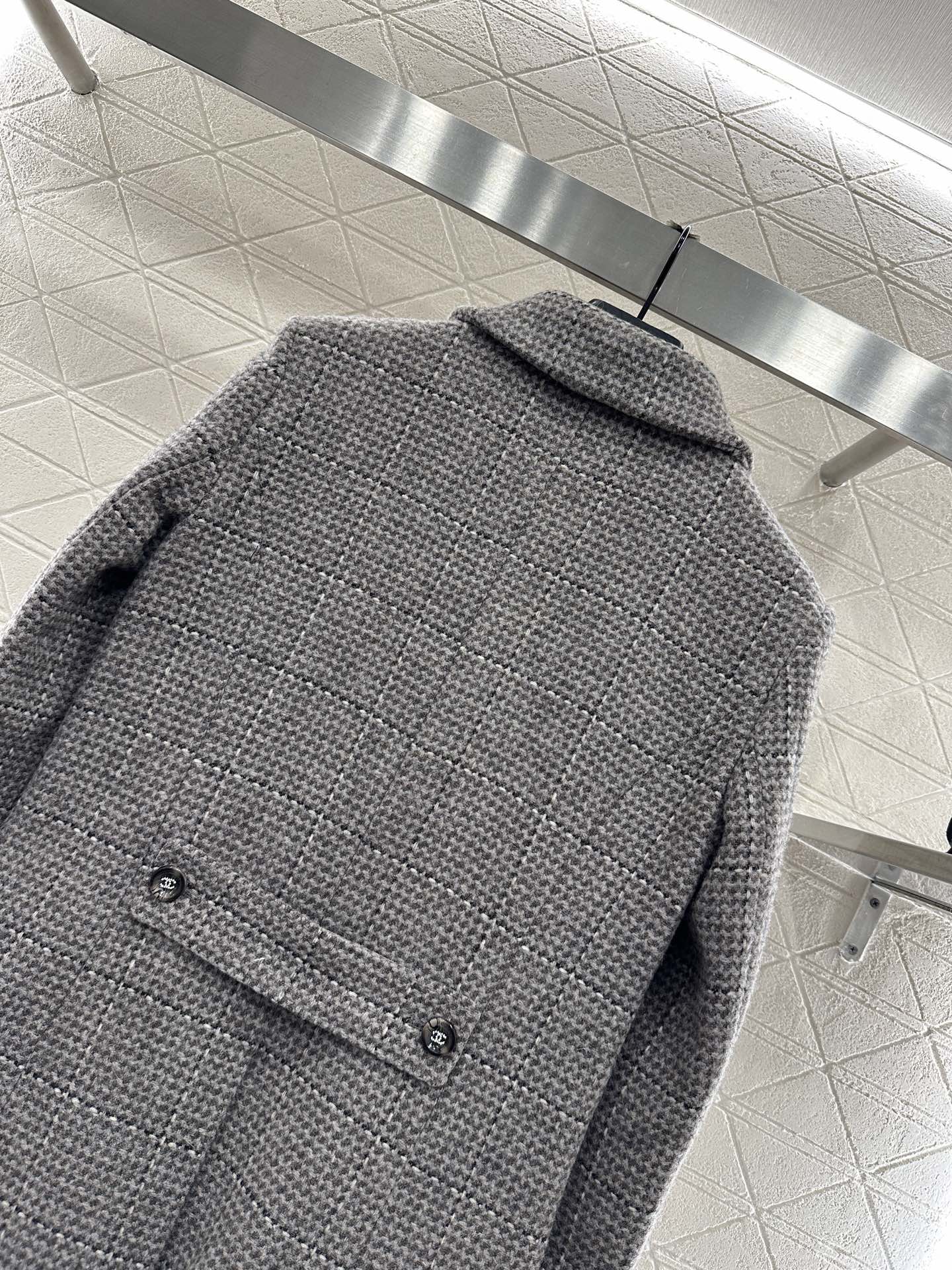 Plaid coarse woolen coat