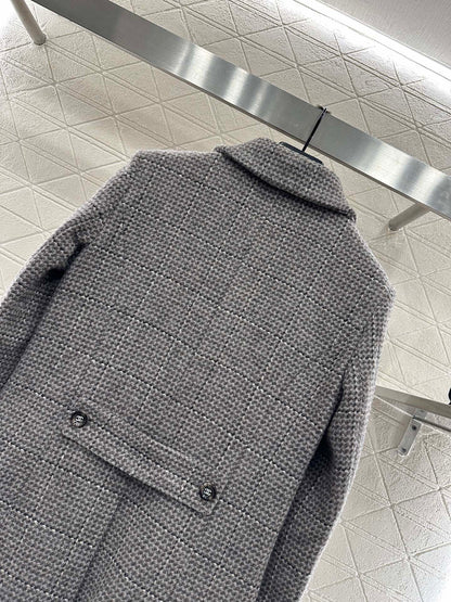 Plaid coarse woolen coat