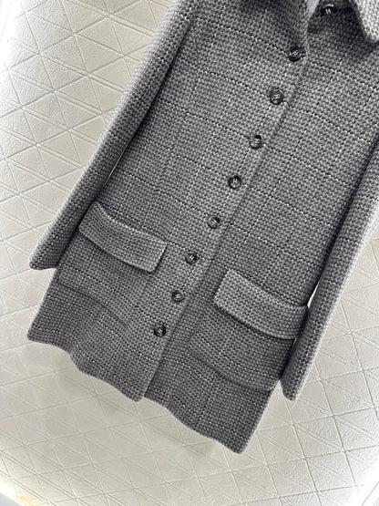 Plaid coarse woolen coat