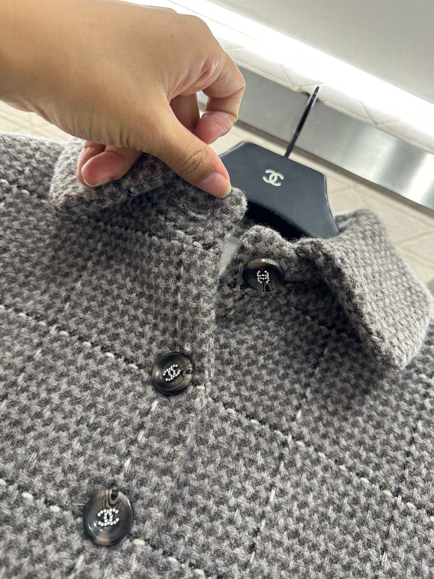 Plaid coarse woolen coat