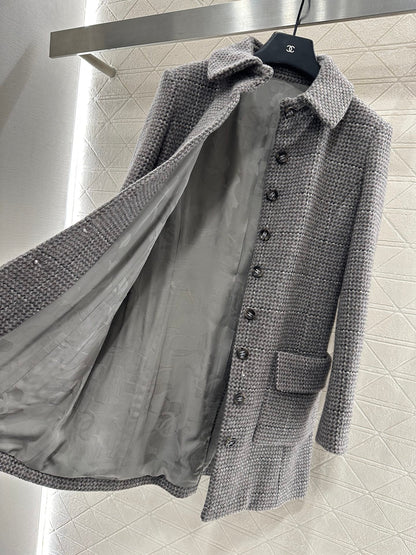 Plaid coarse woolen coat