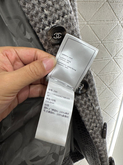 Plaid coarse woolen coat