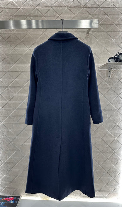 Front shoulder lapel long coat