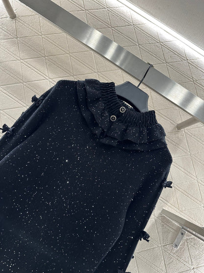 Bead bow knitted cardigan