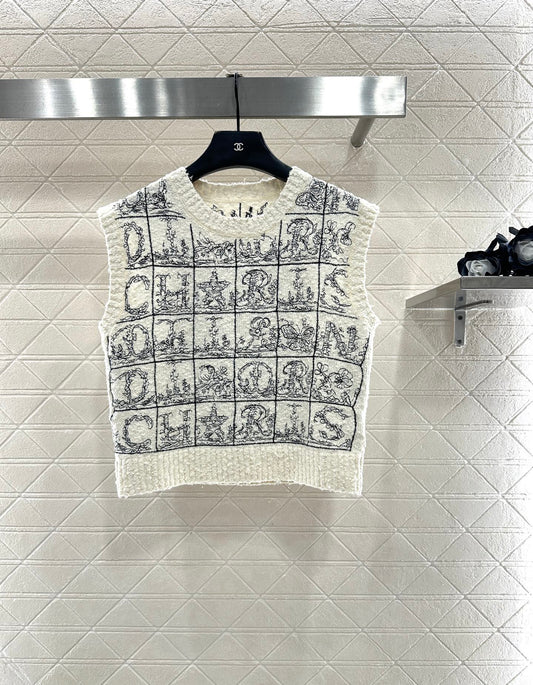 Letter jacquard knitted vest