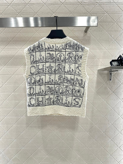 Letter jacquard knitted vest