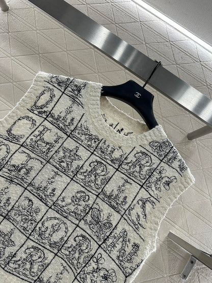 Letter jacquard knitted vest