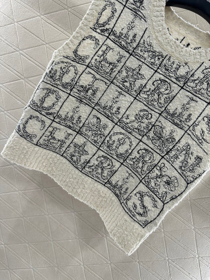 Letter jacquard knitted vest
