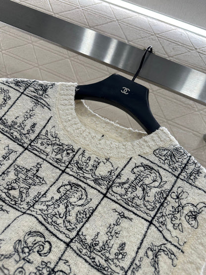 Letter jacquard knitted vest