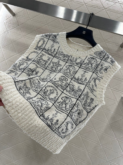Letter jacquard knitted vest