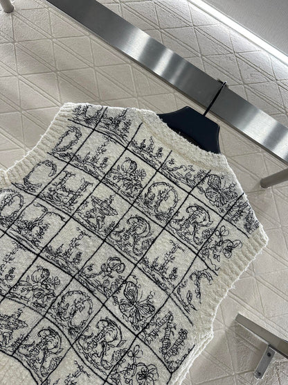 Letter jacquard knitted vest