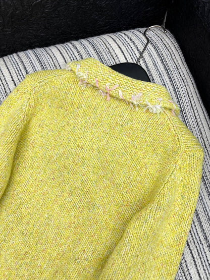 Vintage Zippered Lace-Trimmed Jacket (Brown/Yellow/Pink)