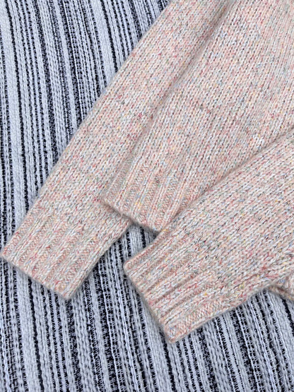 Vintage Zippered Lace-Trimmed Jacket (Brown/Yellow/Pink)