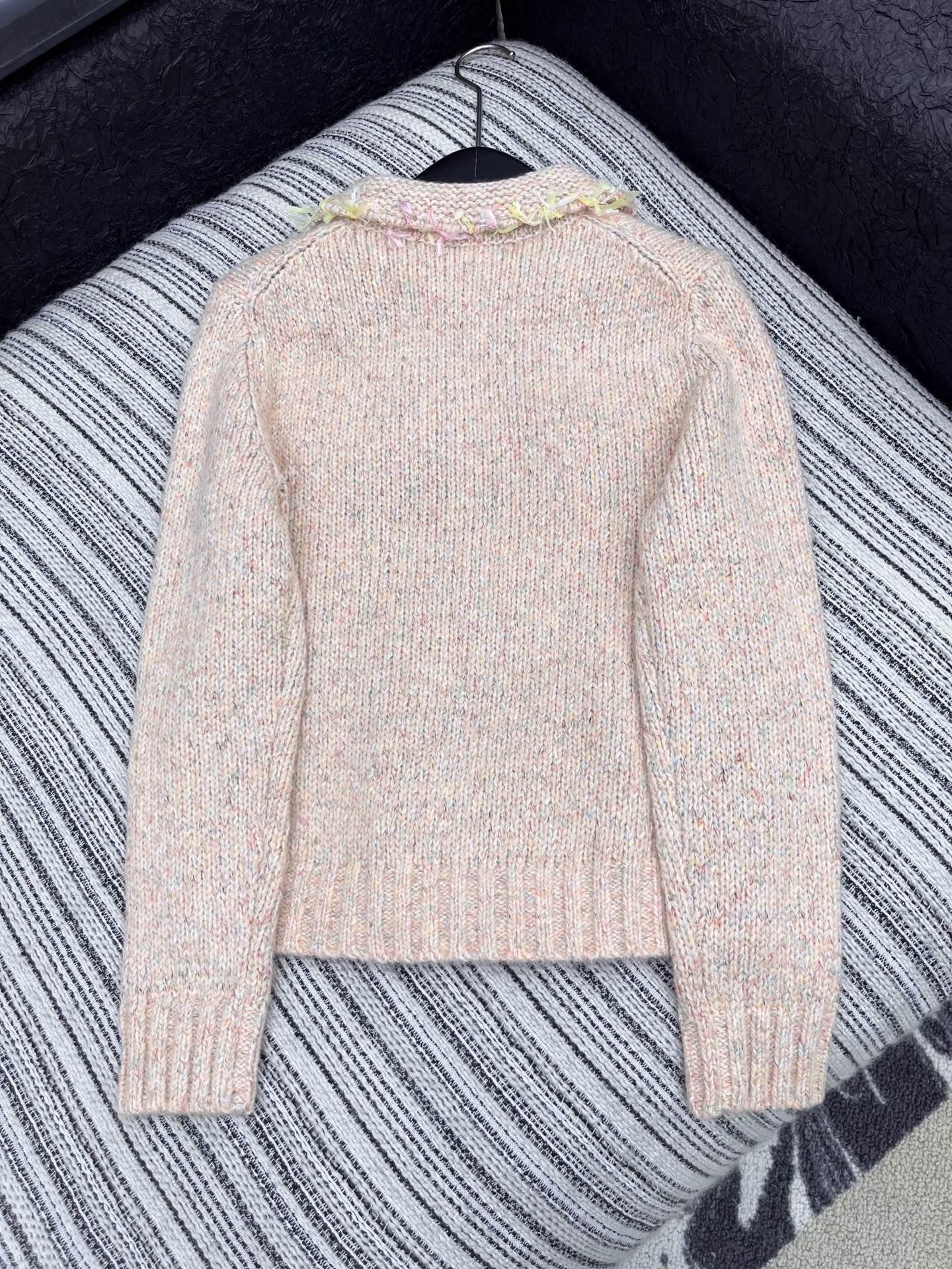 Vintage Zippered Lace-Trimmed Jacket (Brown/Yellow/Pink)