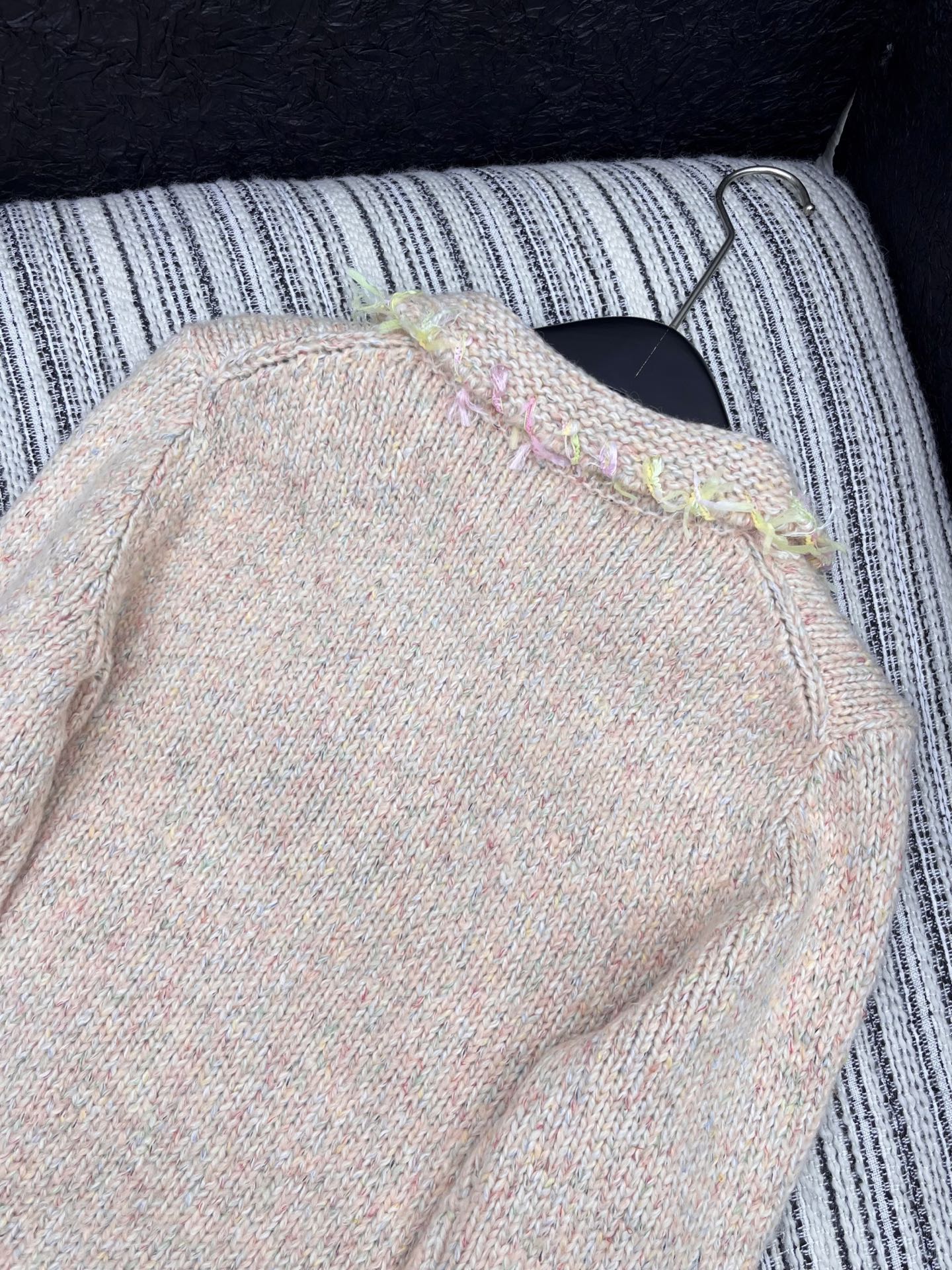 Vintage Zippered Lace-Trimmed Jacket (Brown/Yellow/Pink)