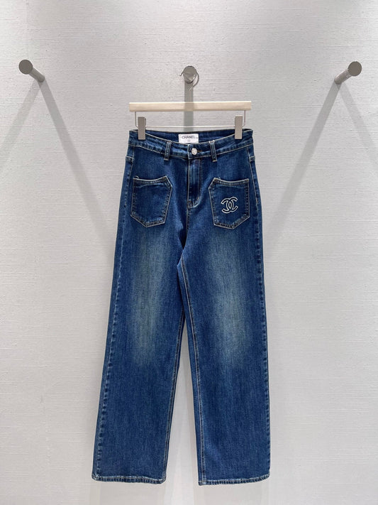 Embroidered Logo Jeans