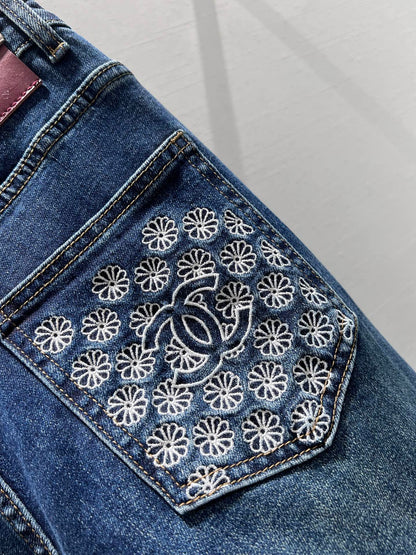 Embroidered Logo Jeans
