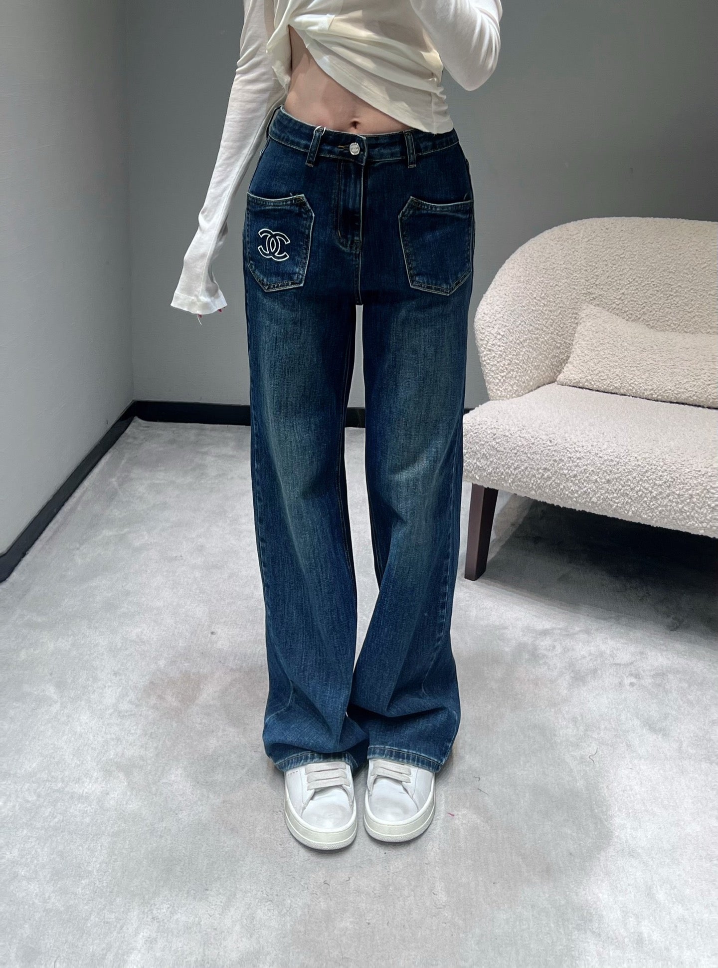 Embroidered Logo Jeans