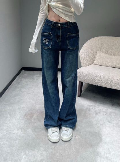 Embroidered Logo Jeans