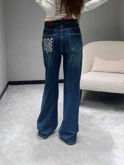 Embroidered Logo Jeans
