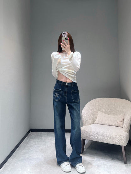 Embroidered Logo Jeans