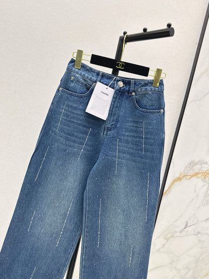 Hot-fix rhinestone jeans