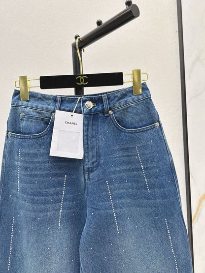 Hot-fix rhinestone jeans