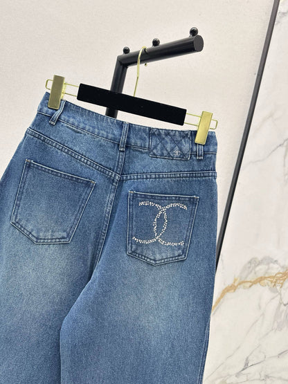 Hot-fix rhinestone jeans