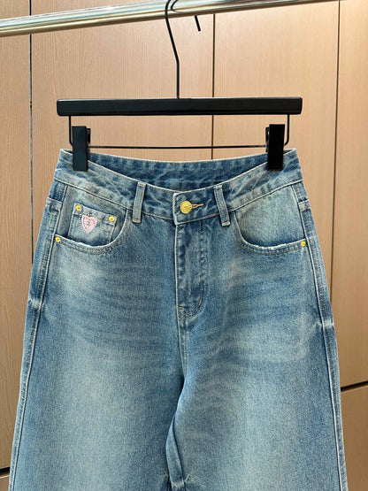 Hot-fix rhinestone jeans