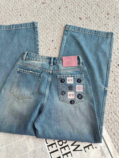 Hot-fix rhinestone jeans
