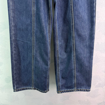 New style straight leg jeans with gold buttons