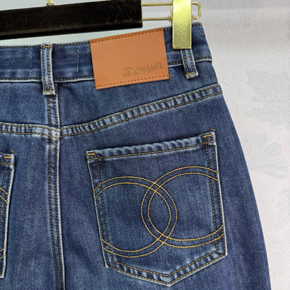 New style straight leg jeans with gold buttons