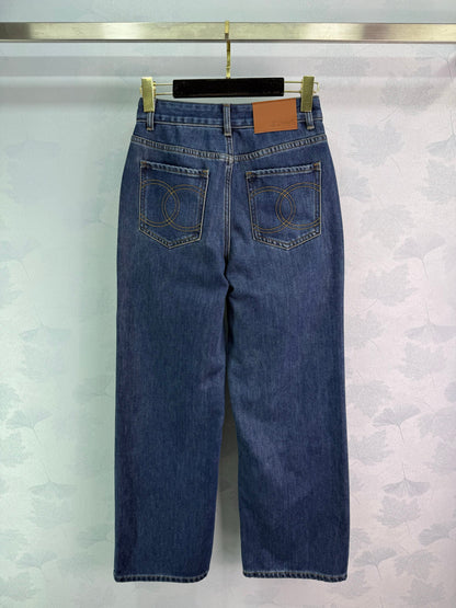 New style straight leg jeans with gold buttons