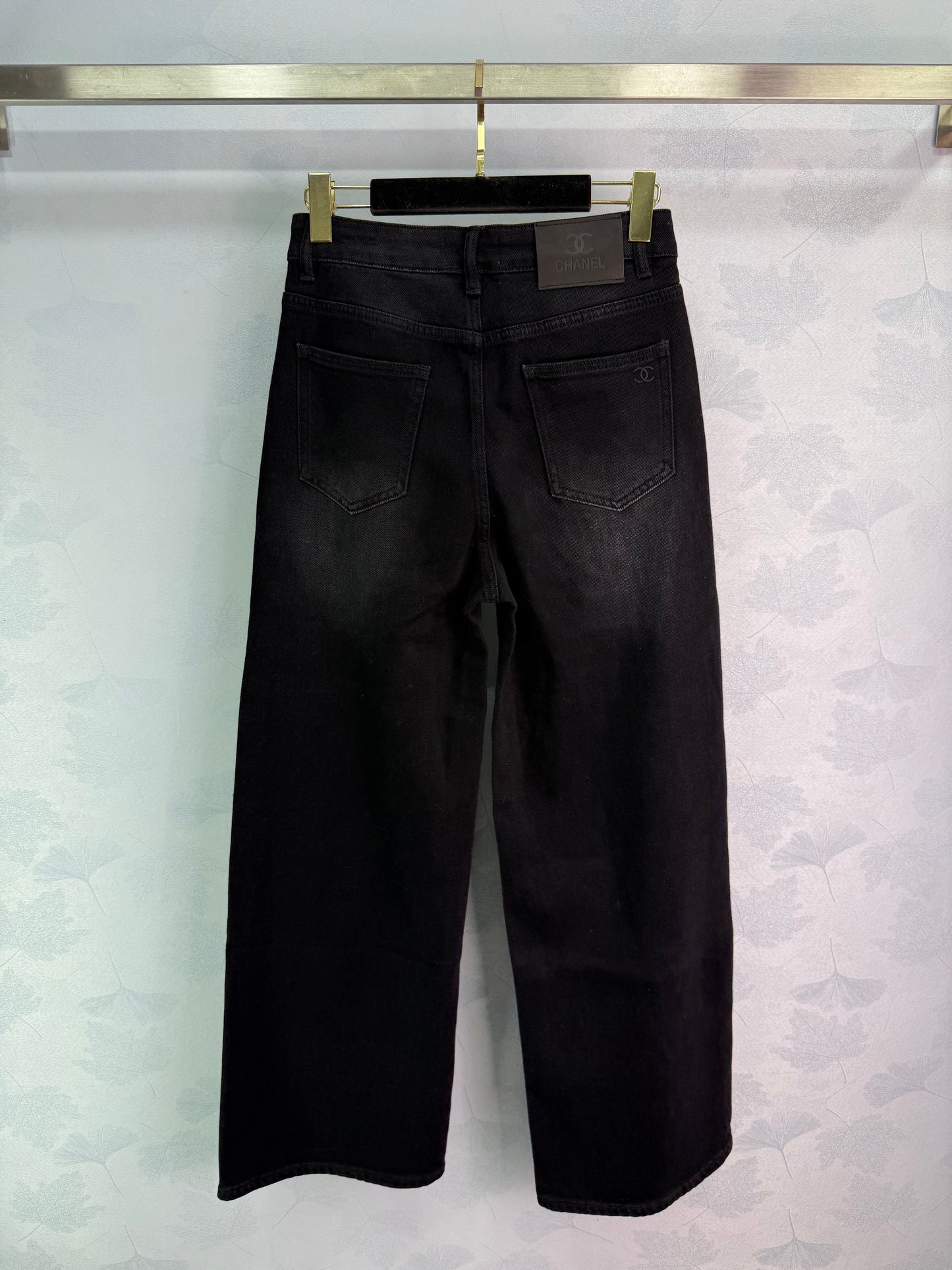 New style straight leg jeans with gold buttons