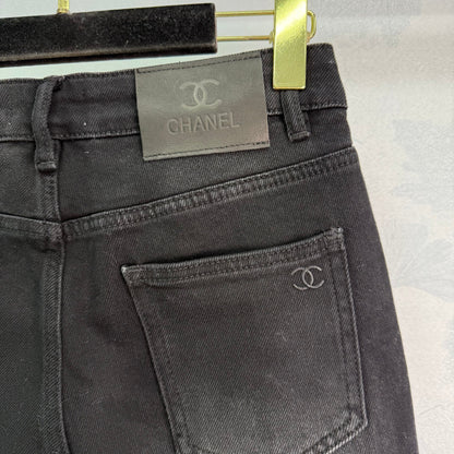 New style straight leg jeans with gold buttons