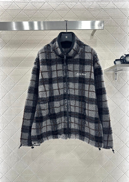 plaid plush coat