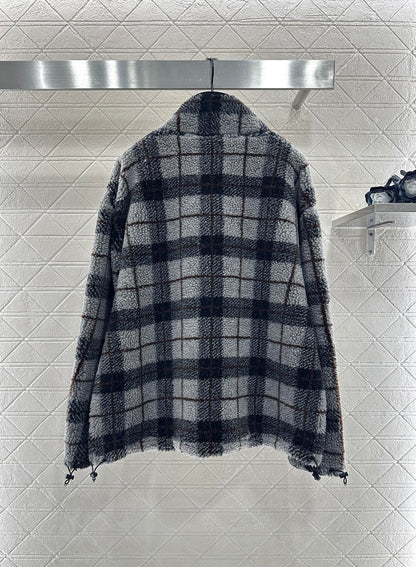 plaid plush coat