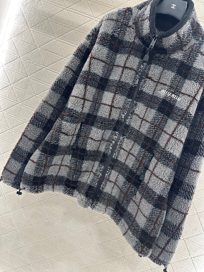plaid plush coat
