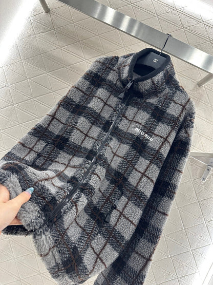 plaid plush coat