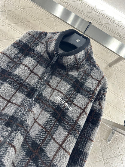 plaid plush coat