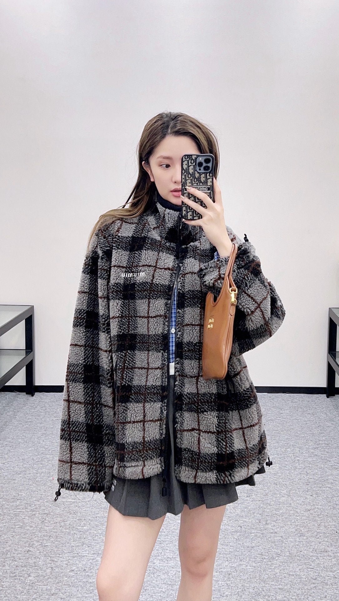 plaid plush coat