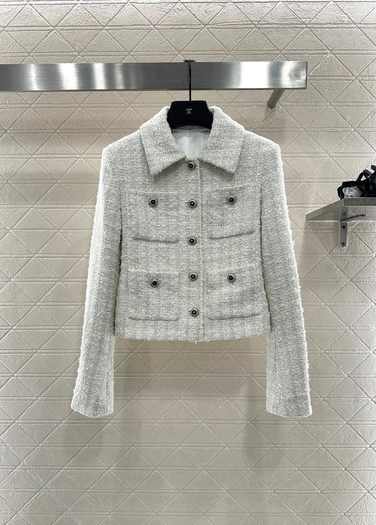 Plaid tweed collar jacket