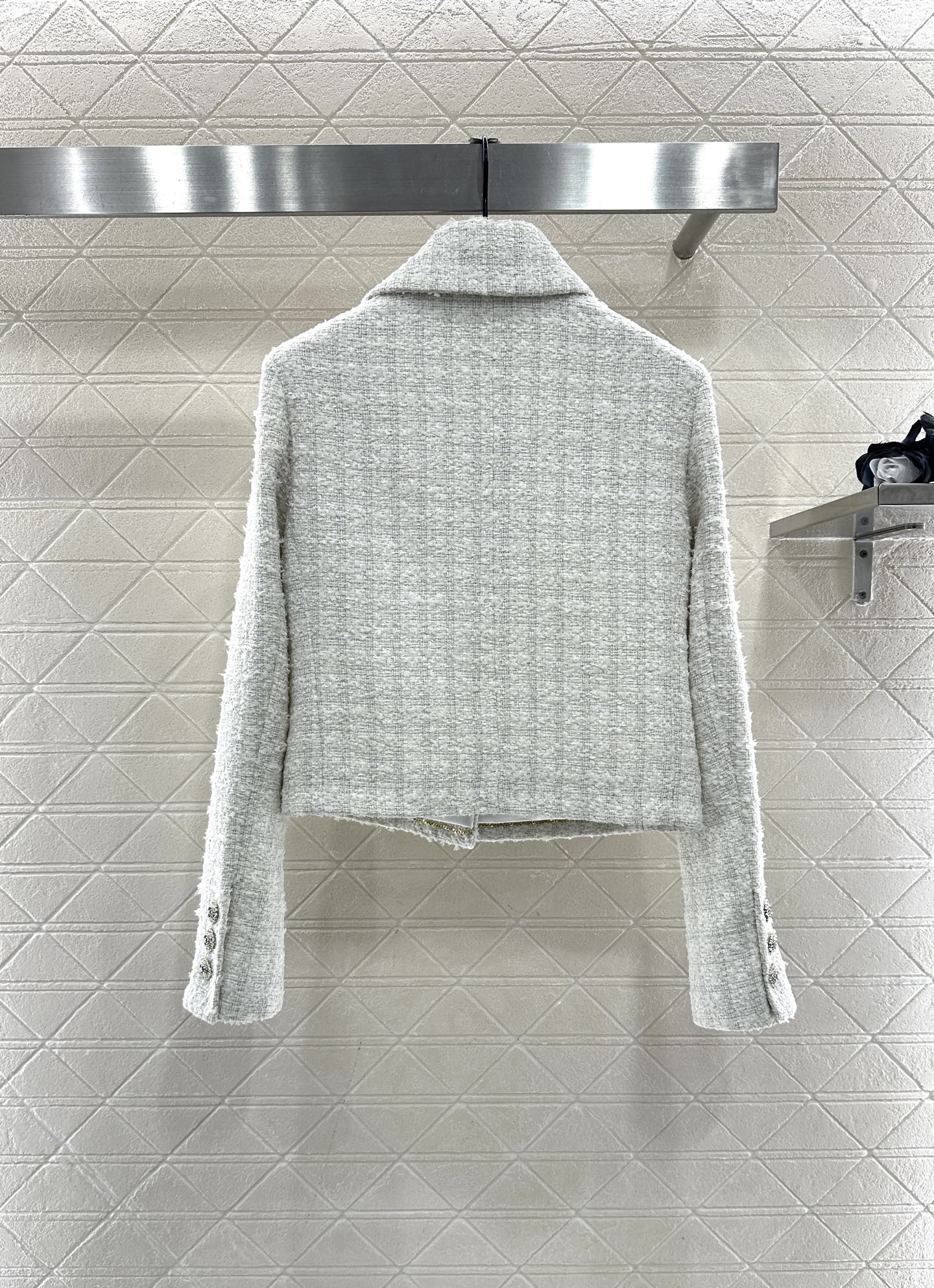 Plaid tweed collar jacket