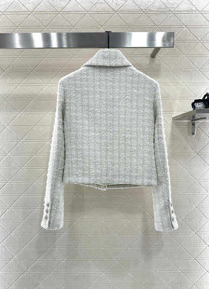 Plaid tweed collar jacket