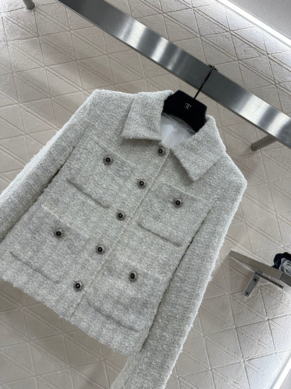 Plaid tweed collar jacket